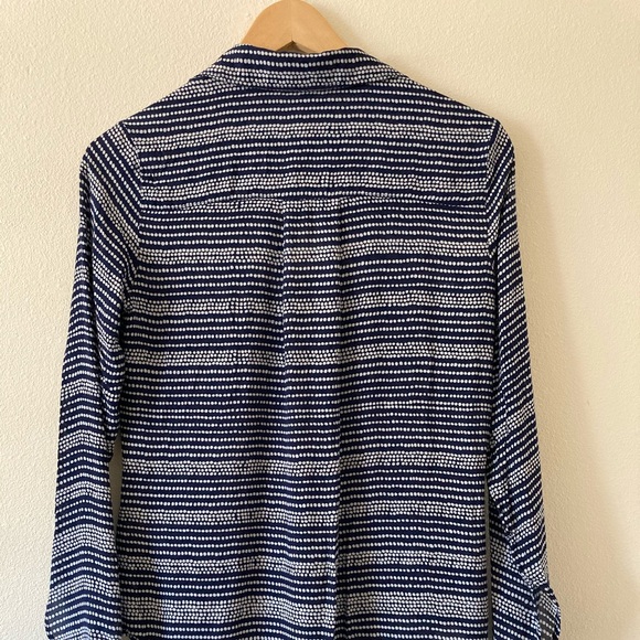 Navy and White Spotted Button Down Blouse - Picture 8 of 14